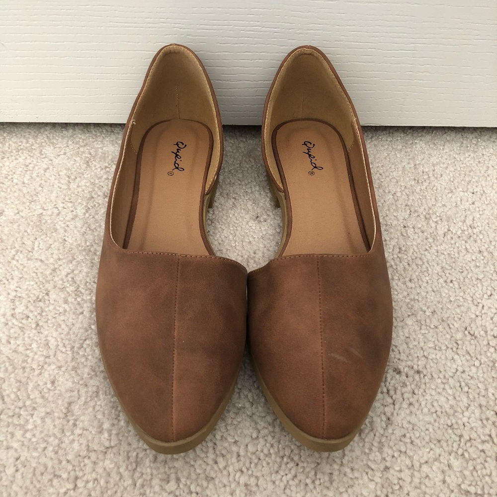 Qupid Open Side Brown Women’s Flats